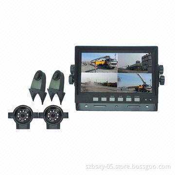 IR LED Car Rear-view System/Camera, High-resolution 7-inch Digital Quad Monitor for Reversing System